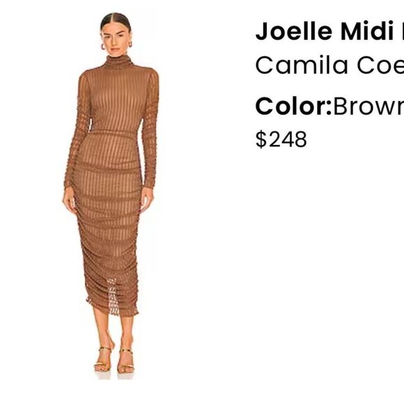 Camila Coelho Joelle Midi Dress in Brown Flawed - Picture 4 of 15